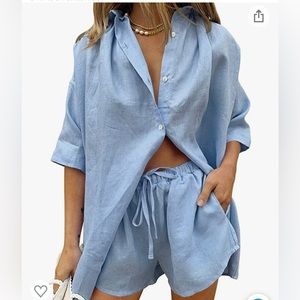 Matching button down cover up set